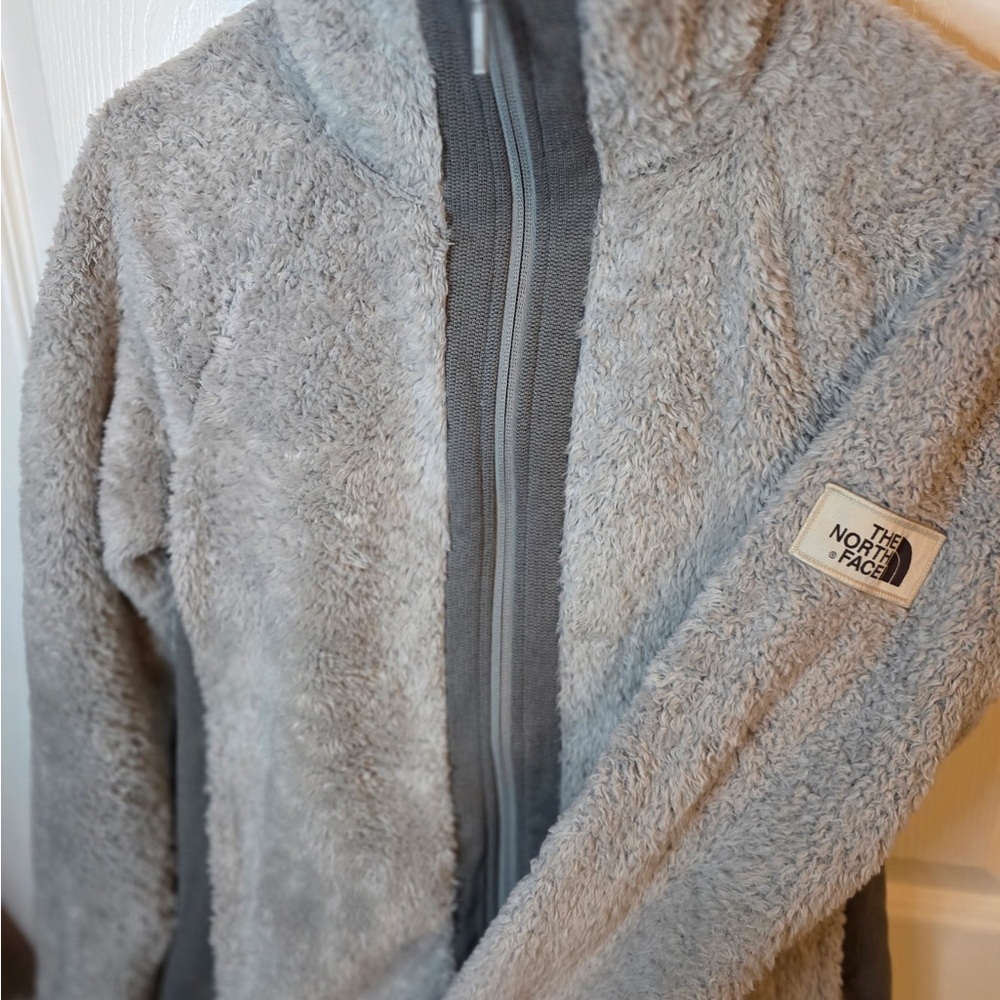 The North Face Furry Fleece Two Toned Gray Full Zip Jacket Small Petite - Picture 3 of 6
